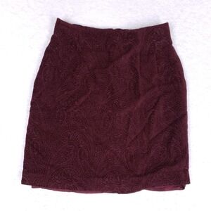 Emanuel Ungaro Women's Skirt 4 38 Burgundy Paisley Pencil Lined Vintage 90s